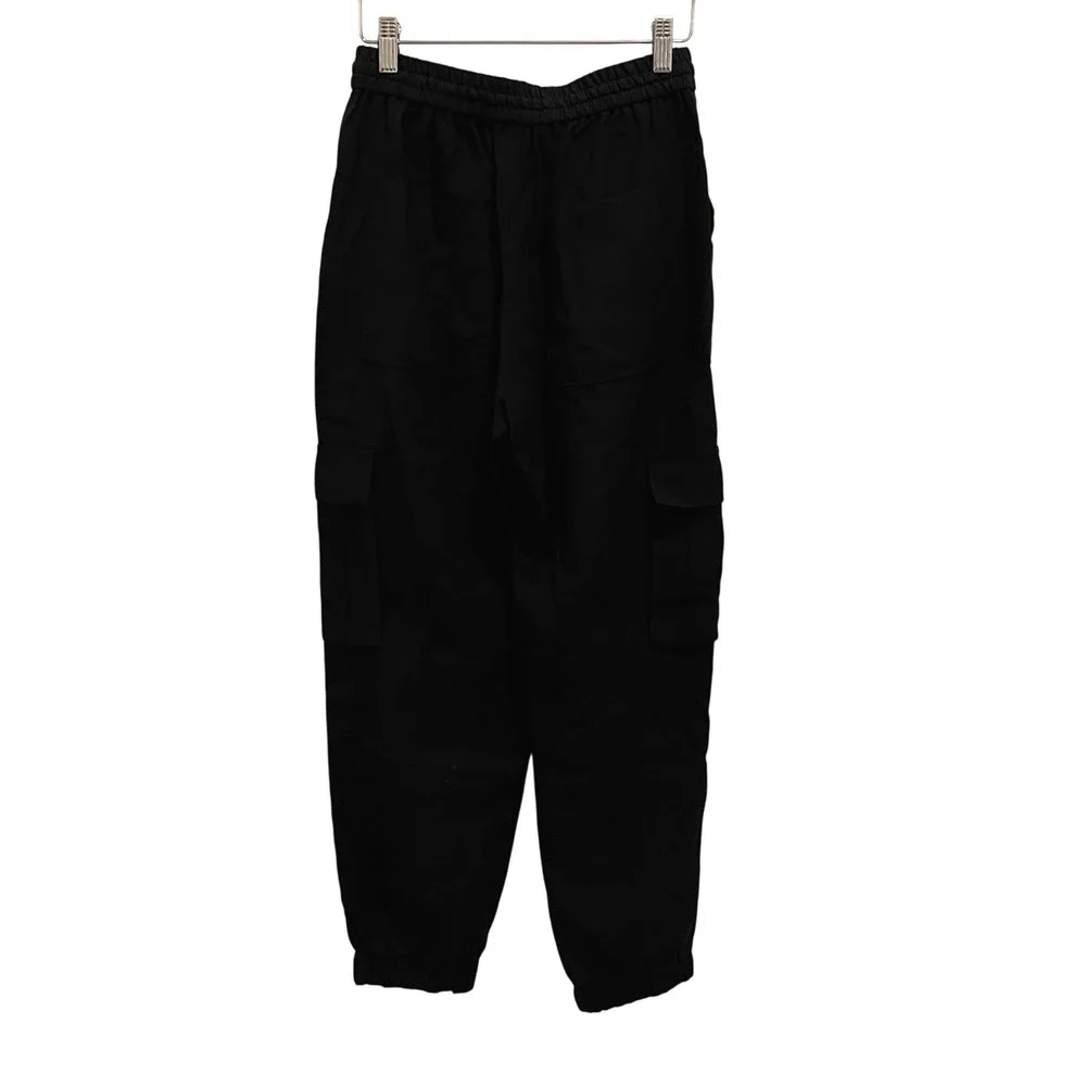 ZARA Black Cargo Pants Drawstring Waist Pockets Jogger Style Women's‎ Small
